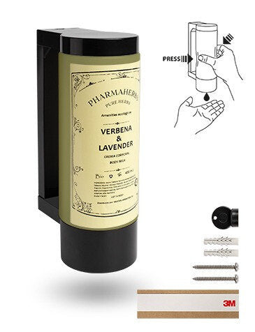 Halterung mit leerer Spenderflasche für Bodymilk 400 ml mit Diebstahlschutz