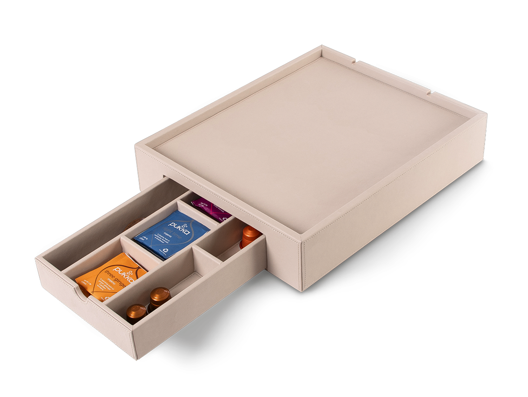 Premium Willkommenstablett inkl. Mehrzweckschublade | Natürlich