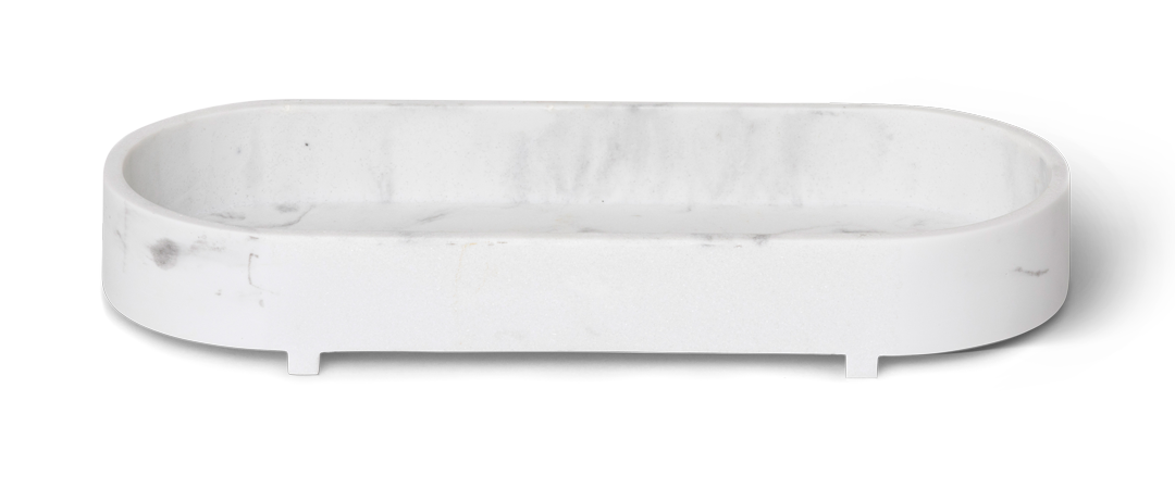 Amenity Tablett mit kleinen Füßen | weißer Marmor