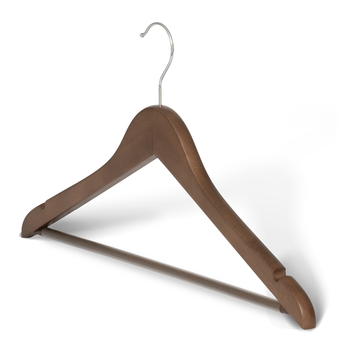Kleiderbügel mit Haken und Stange | Walnuss