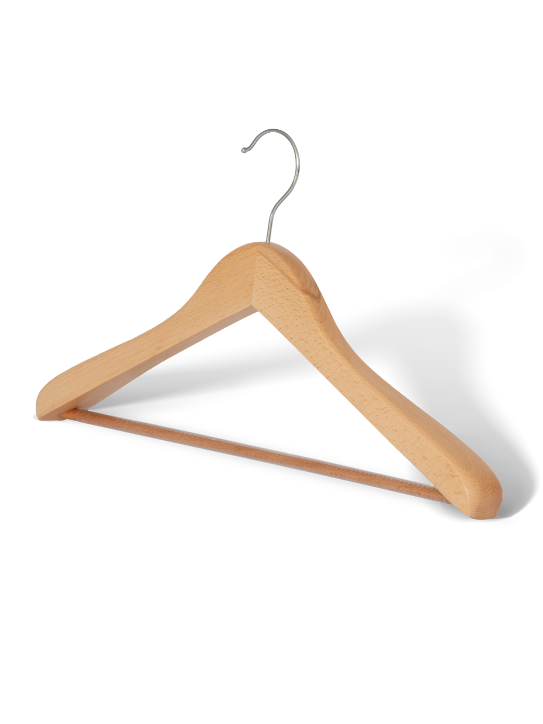 Extra breiter Kleiderbügel mit Stange & Haken | Natur
