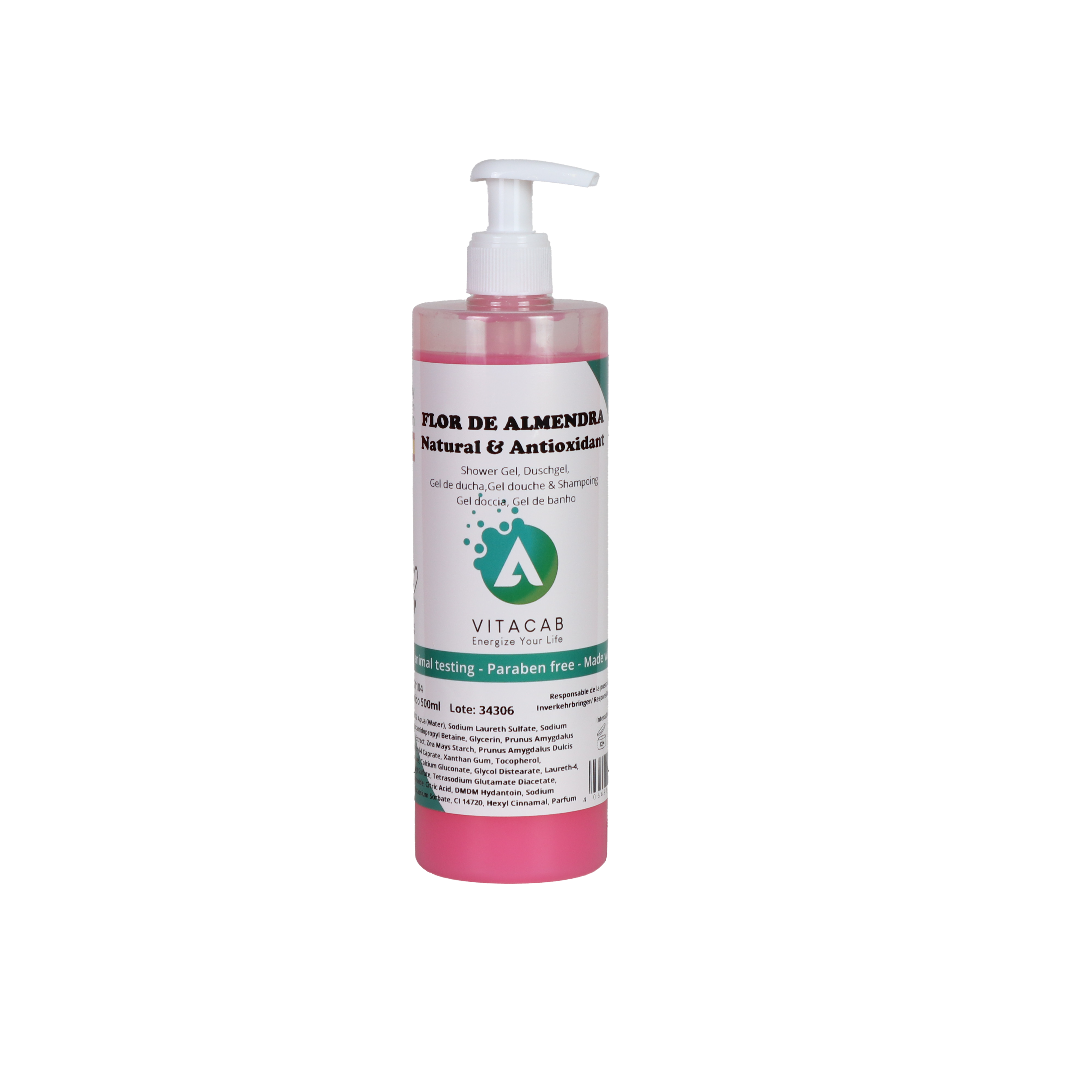 Vitacab - Seifenspender mit Duschgel Mandelblüten 500ml | 12 Stück