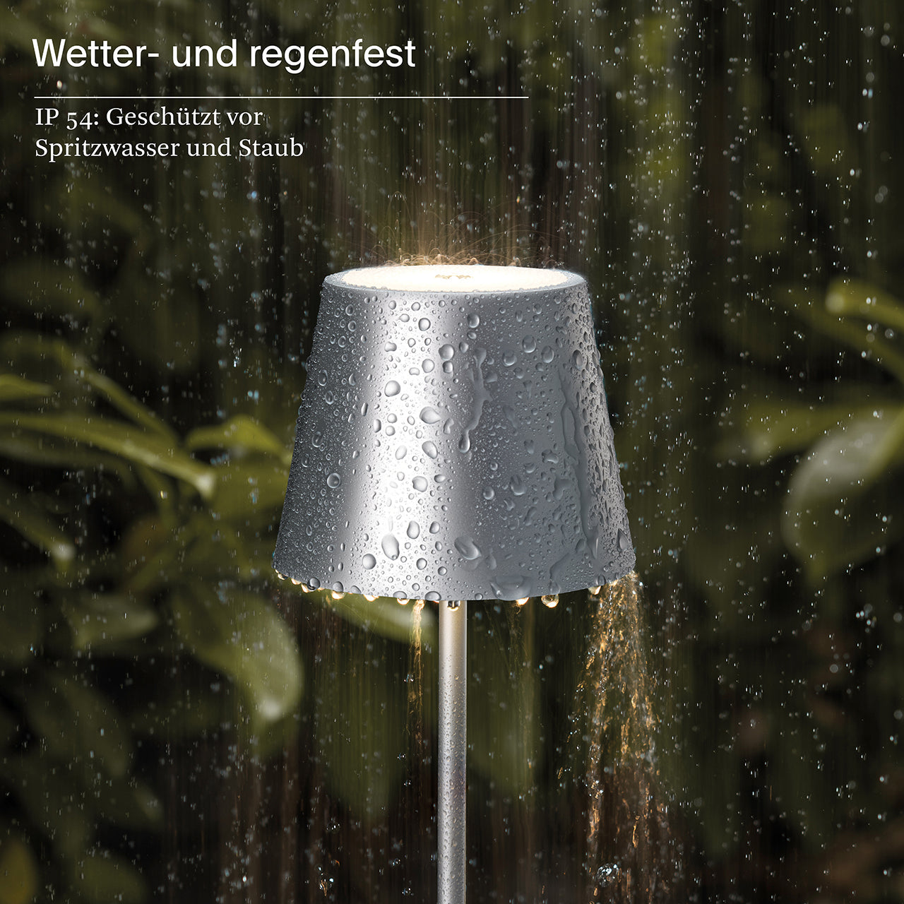 Akku-Tischleuchte Nuindie 380mm silberfarben rund