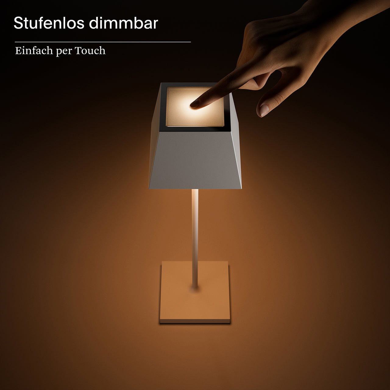 Akku-Tischleuchte Nuindie 370mm schneeweiß eckig