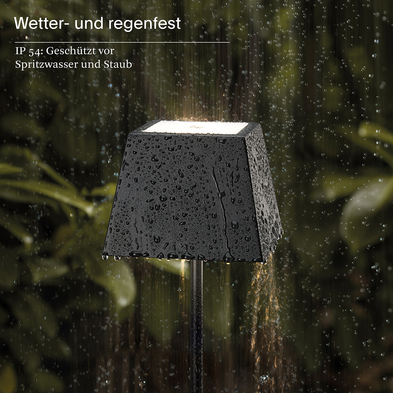 Akku-Tischleuchte Nuindie 370mm nachtschwarz eckig