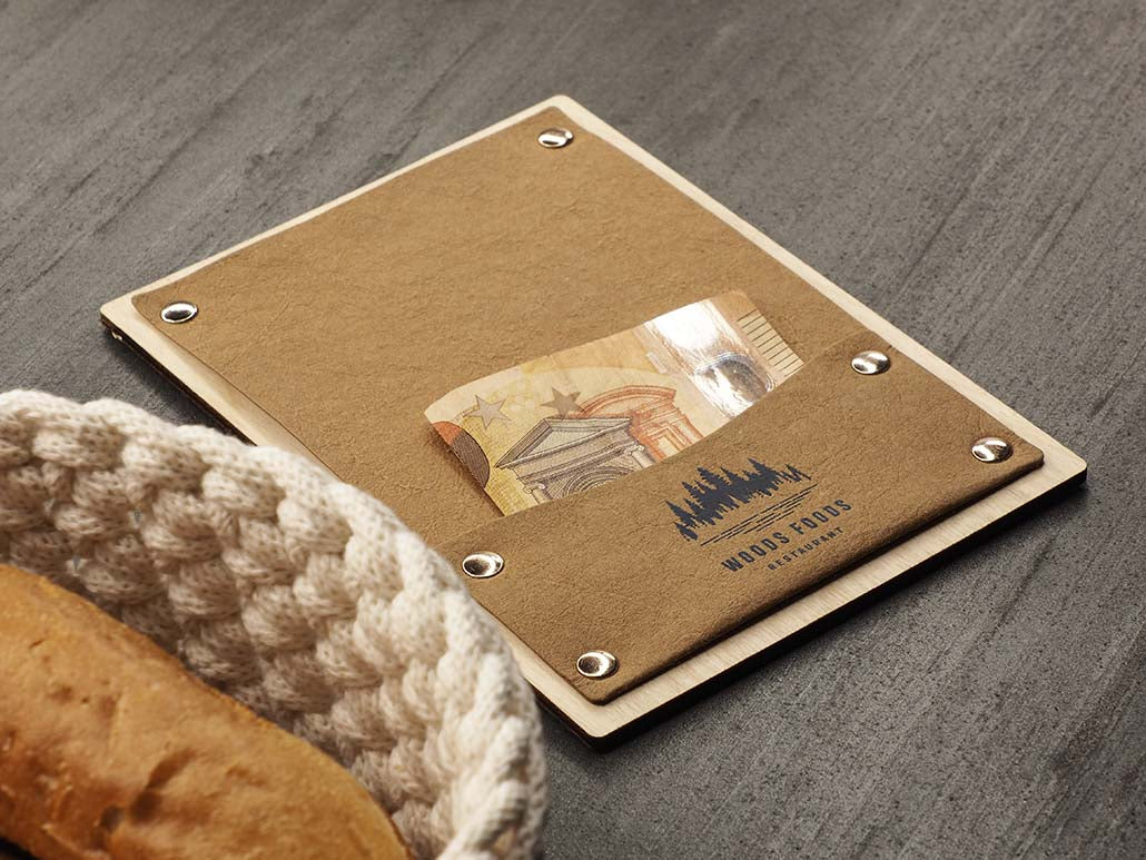 Rechnungsetui Holz & Waschpapier