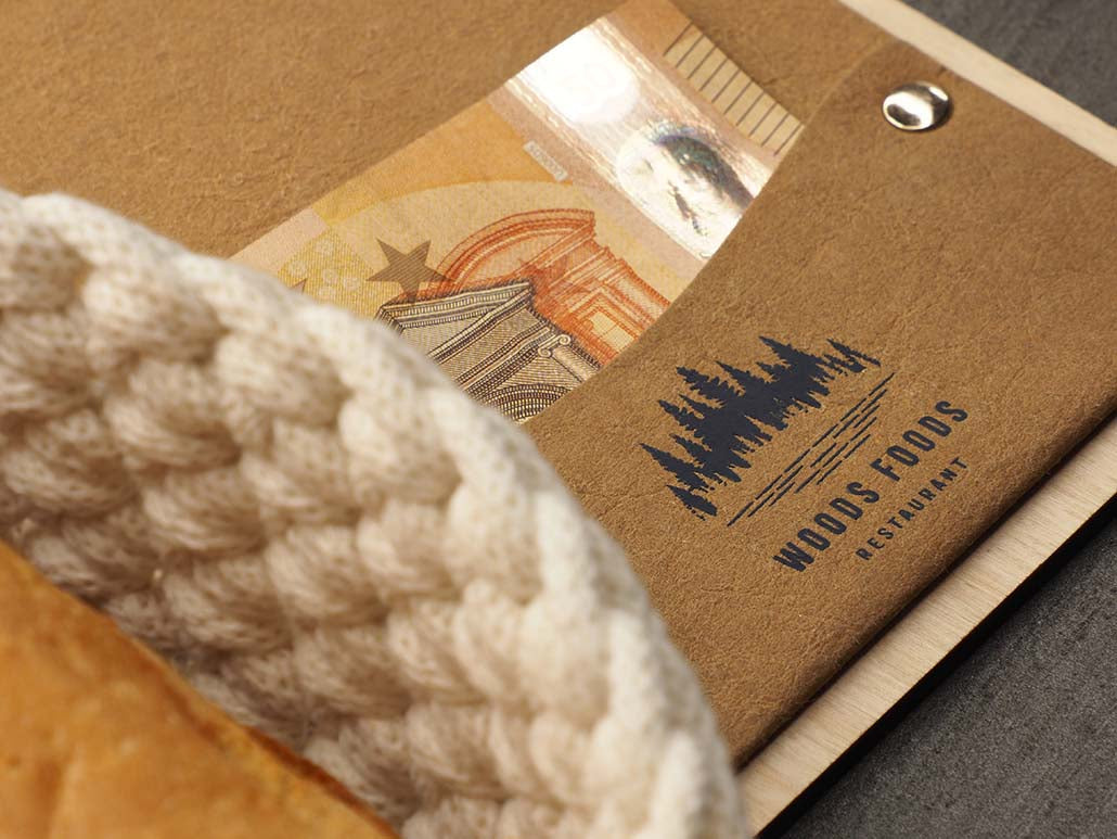 Rechnungsetui Holz & Waschpapier