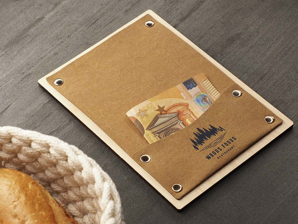 Rechnungsetui Holz & Waschpapier