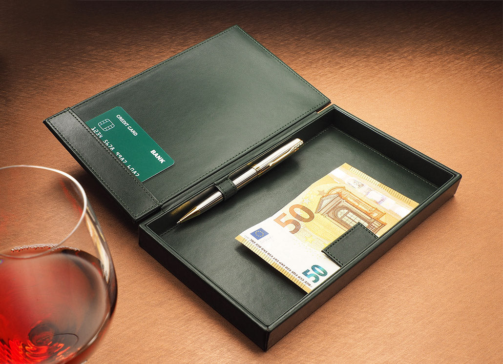 Rechnungsbox dunkelgrün Halterung für Quittungen