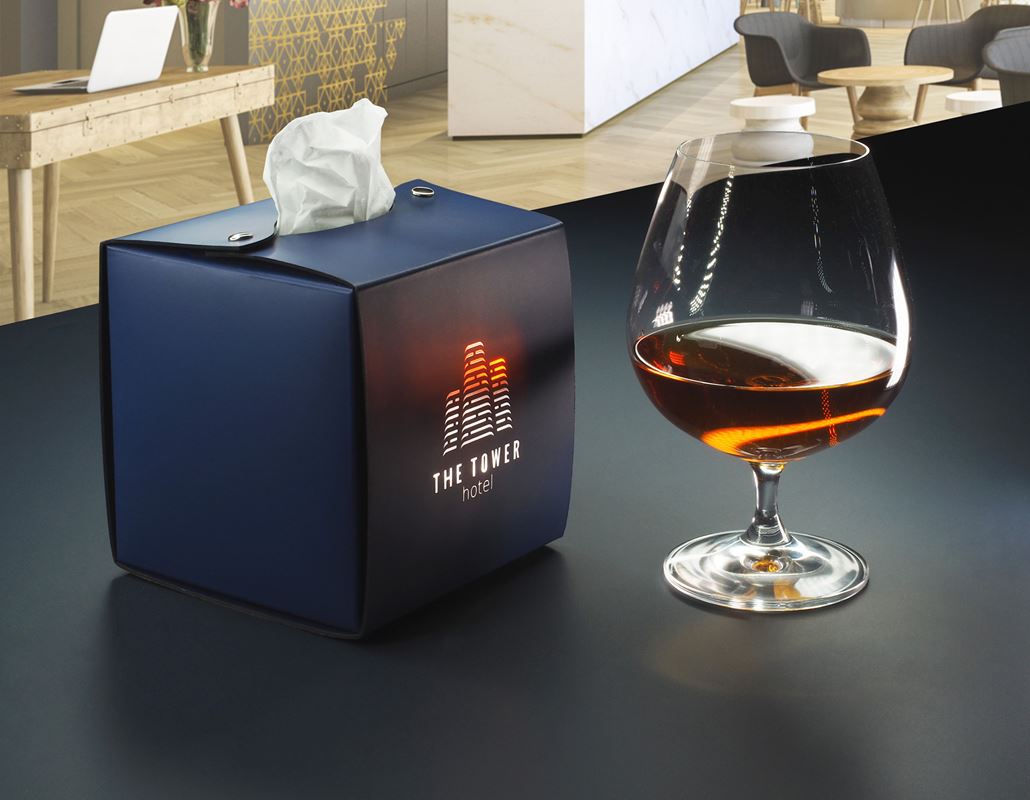 Taschentuch-Box kubisch mit Druckknopfverschluss