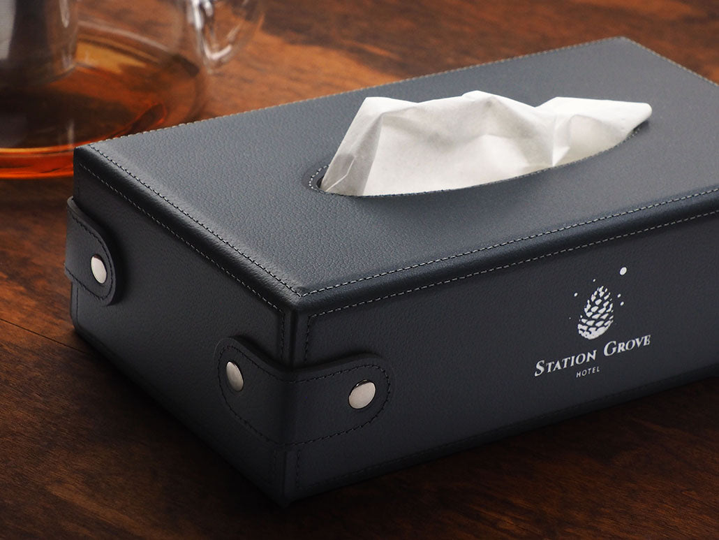 Taschentuchbox anthrazit mit Nieten