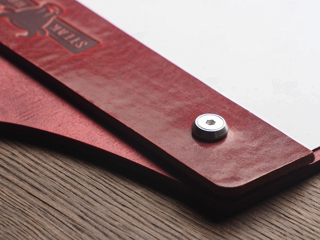 Menükarte A4 aus Holz & Leder