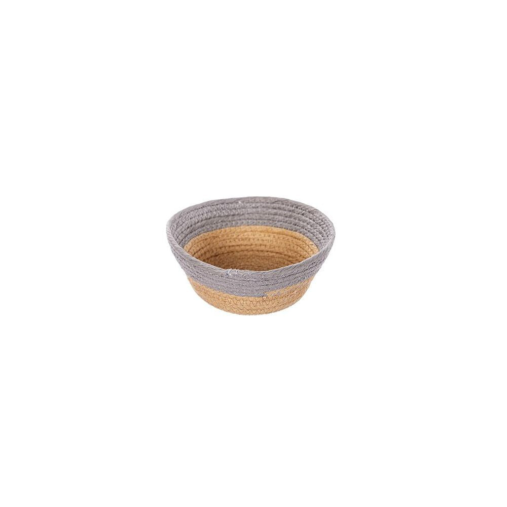 Kosmetikkorb aus naturfarbenem und grauem Seil 20 x 7 cm