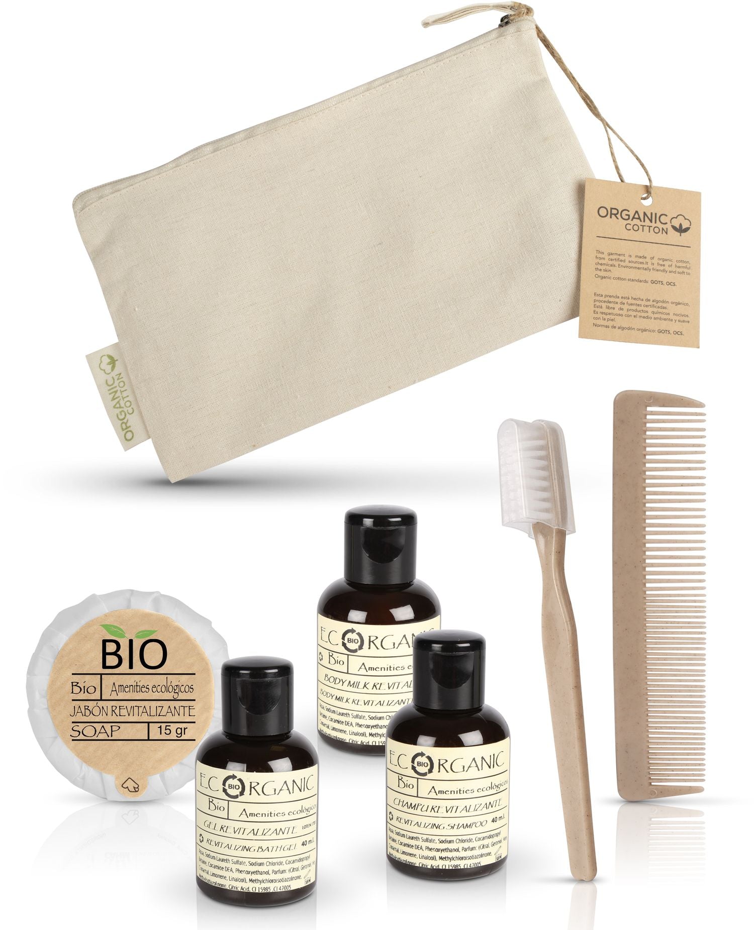 Hygiene-Set im Kulturbeutel 100% Bio-Baumwolle | 50 Stück