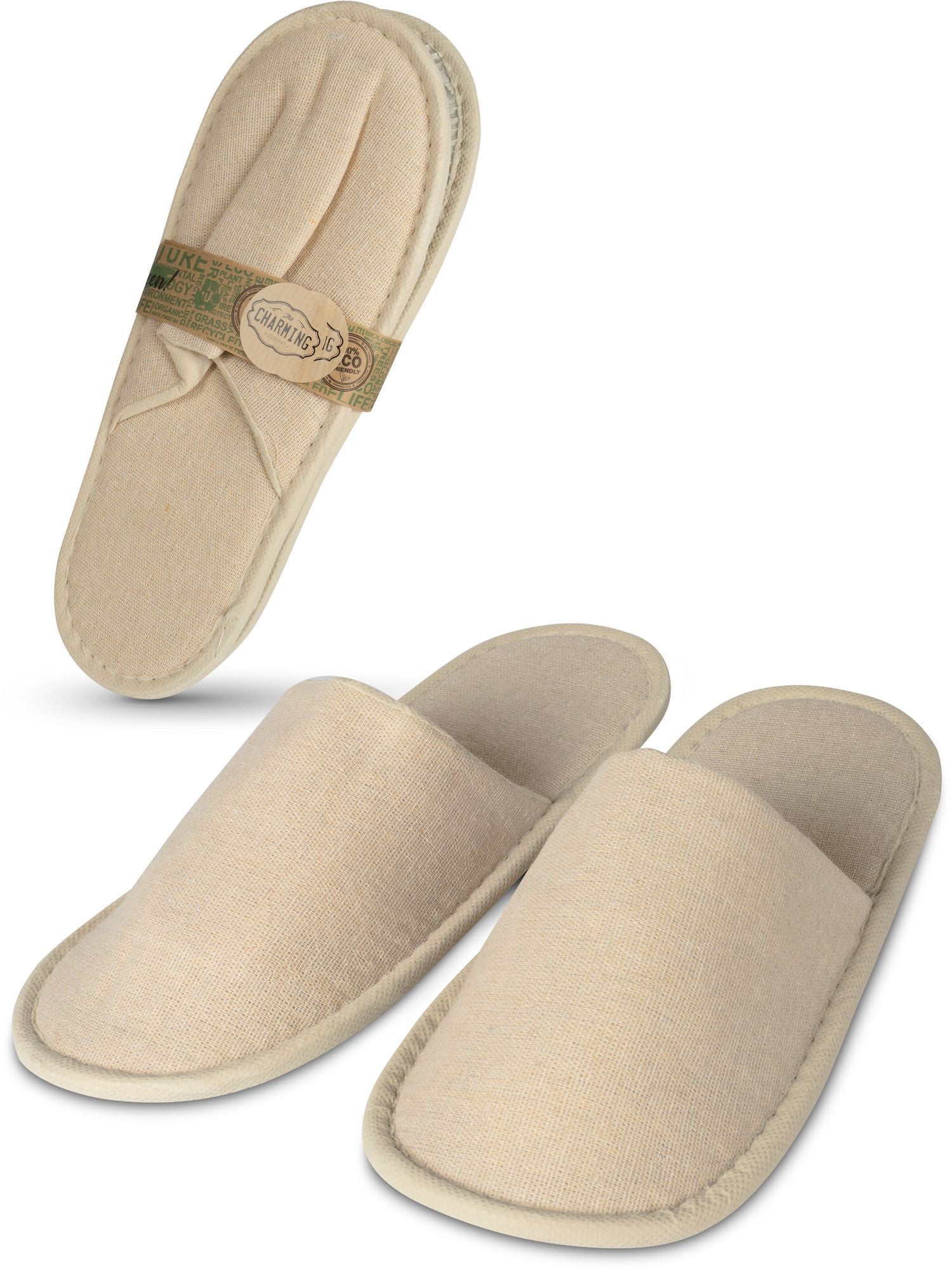 Slipper Natur mit Kraftpapierstreifen - 30 Paar