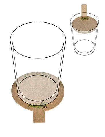 Deckel und Untersetzer 2in1, cartón reciclado Bio (Duschmesser 7 cm) - 500 Stück