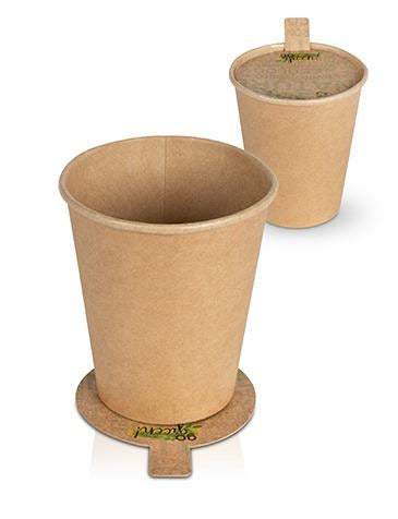 Deckel und Untersetzer 2in1, cartón reciclado Bio (Duschmesser 7 cm) - 500 Stück