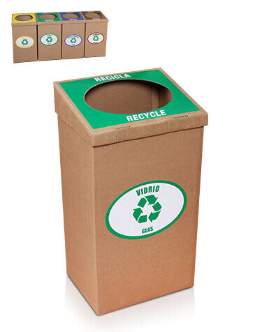 Recycling Mülleimer aus Pappe für Glas