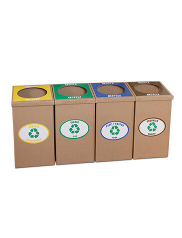 Set 4 Recycling Mülleimer aus Pappe