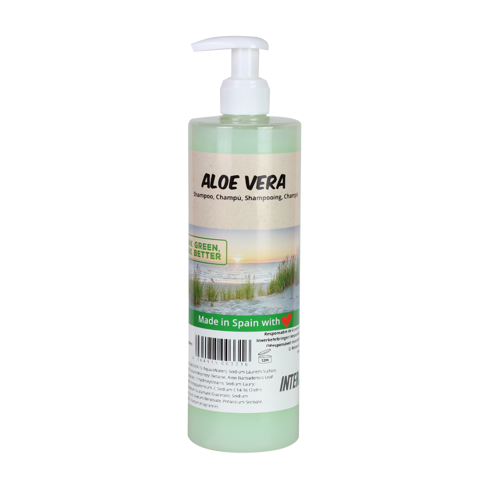 Intercabo - Shampoo Aloe Vera Seifenspender 500ml | 12 Stück