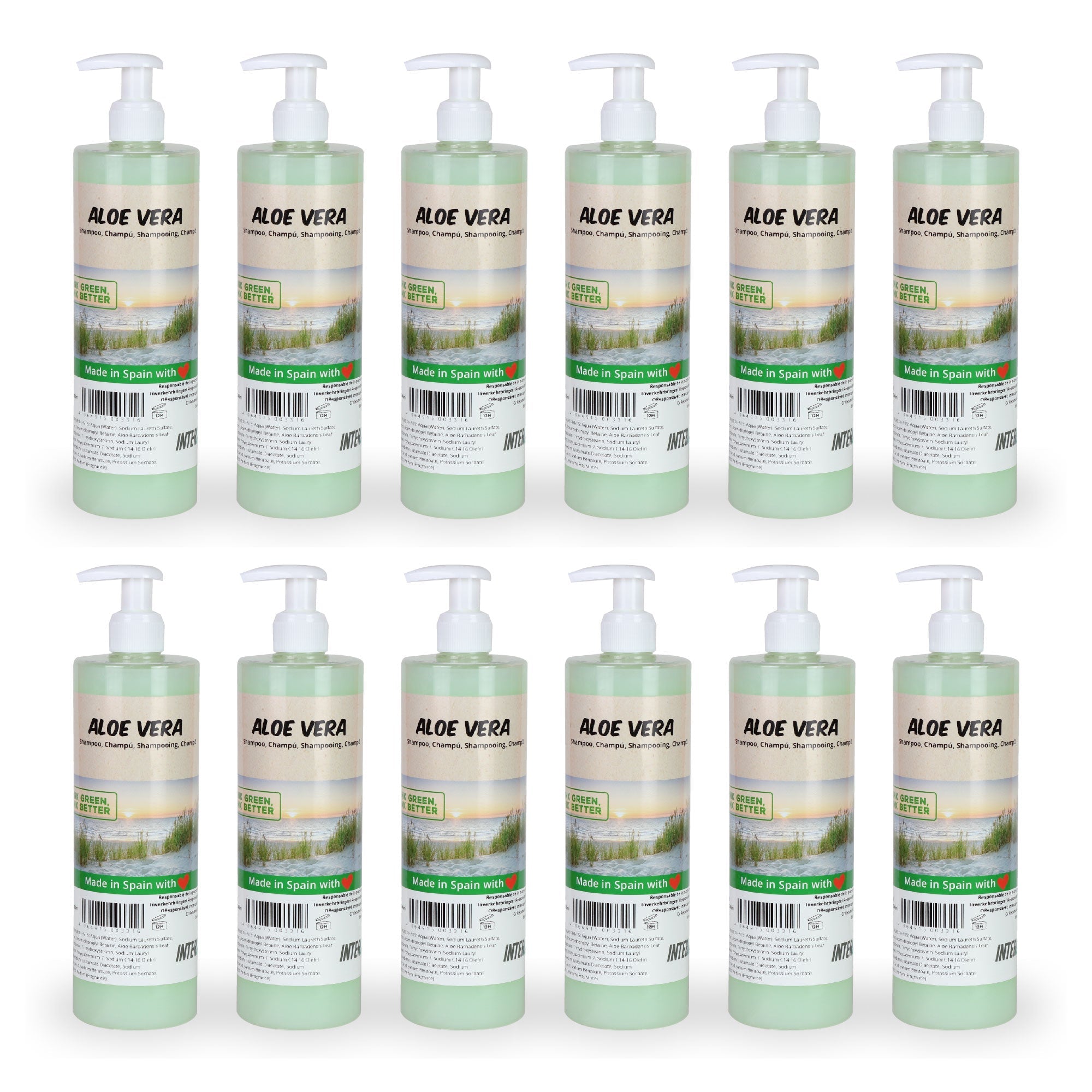 Intercabo - Shampoo Aloe Vera Seifenspender 500ml | 12 Stück