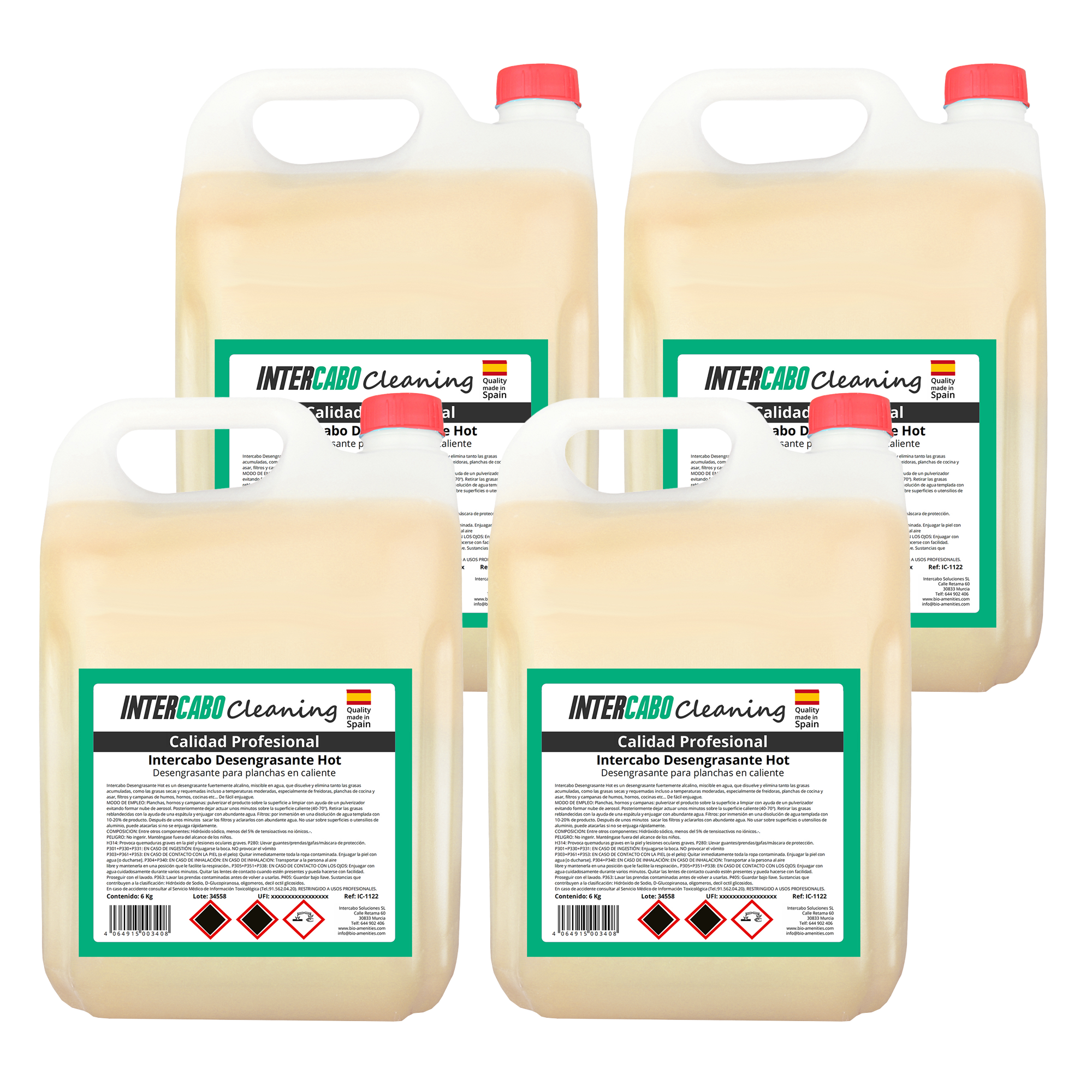 4 x 5L Hot Entfetter Intercabo, 6Kg Kanister – Für heiße Oberflächen- Gesamt 20L