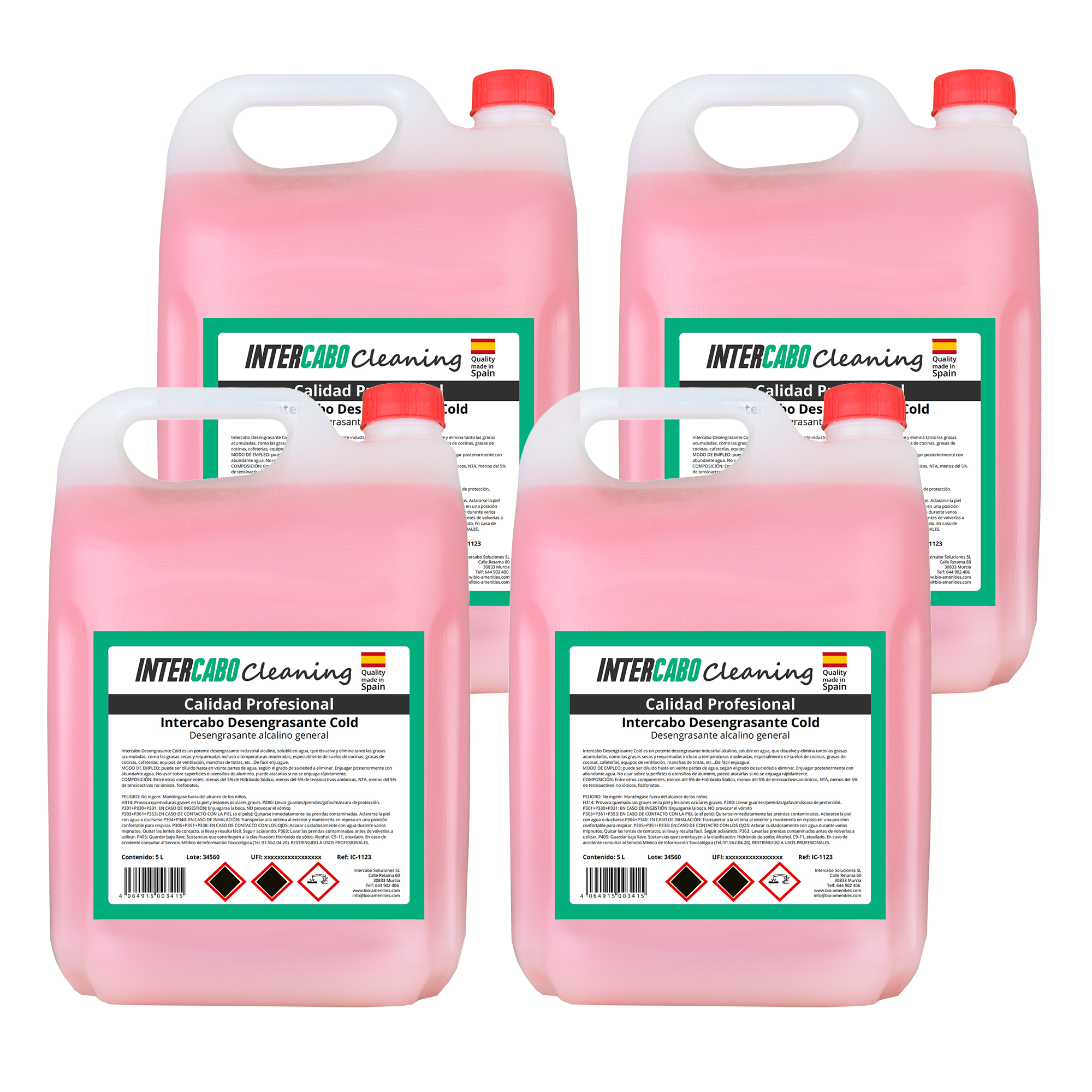 4 x 5L Alkalischer Fettlöser Intercabo, Gesamt 20 Liter