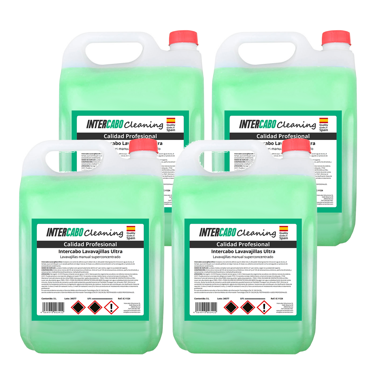 4 x 5L Konzentriertes Handspülmittel Intercabo, Gesamt 20 Liter