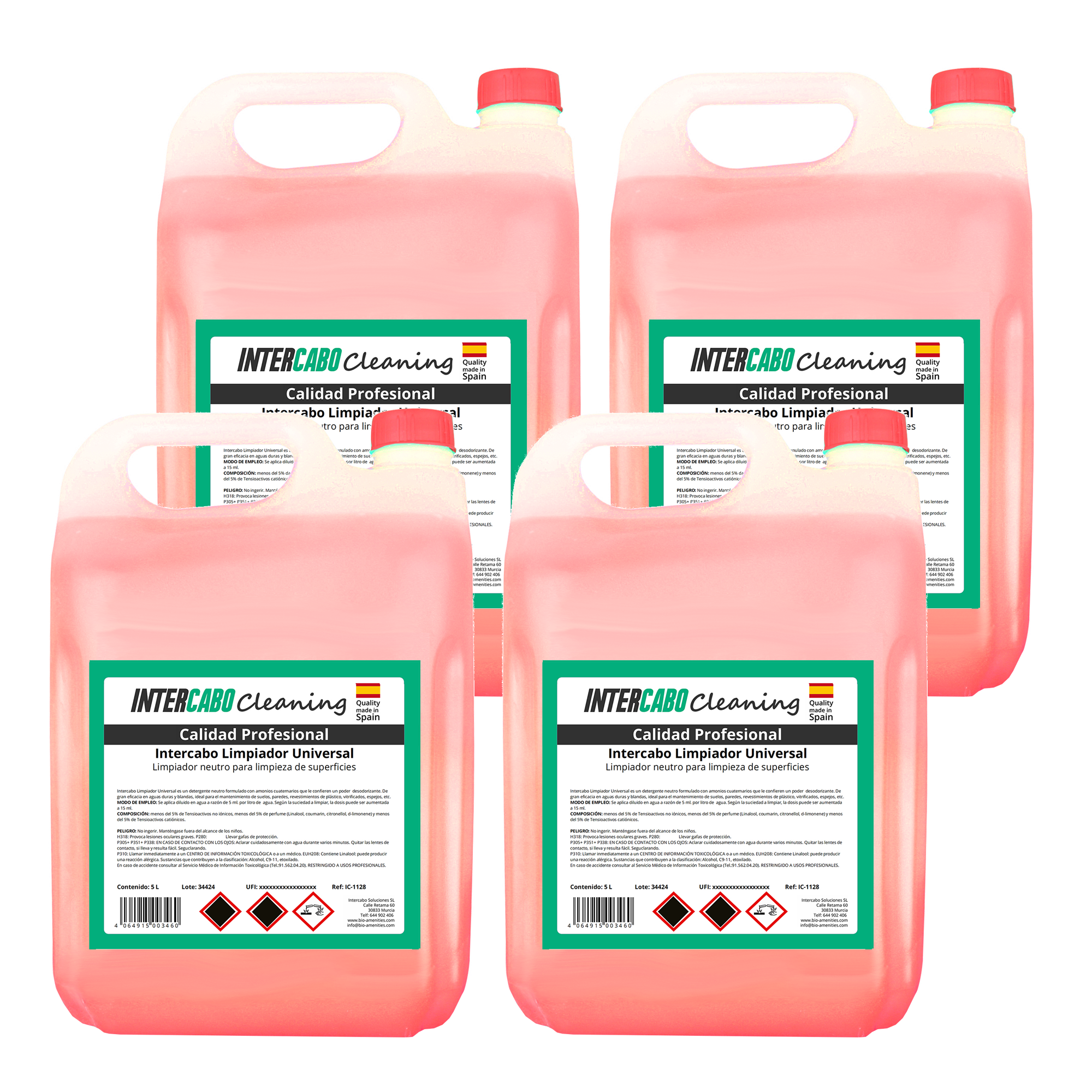 4 x 5L Universaler Boden- und Oberflächenreiniger Intercabo, Floralduft, Gesamt 20 Liter