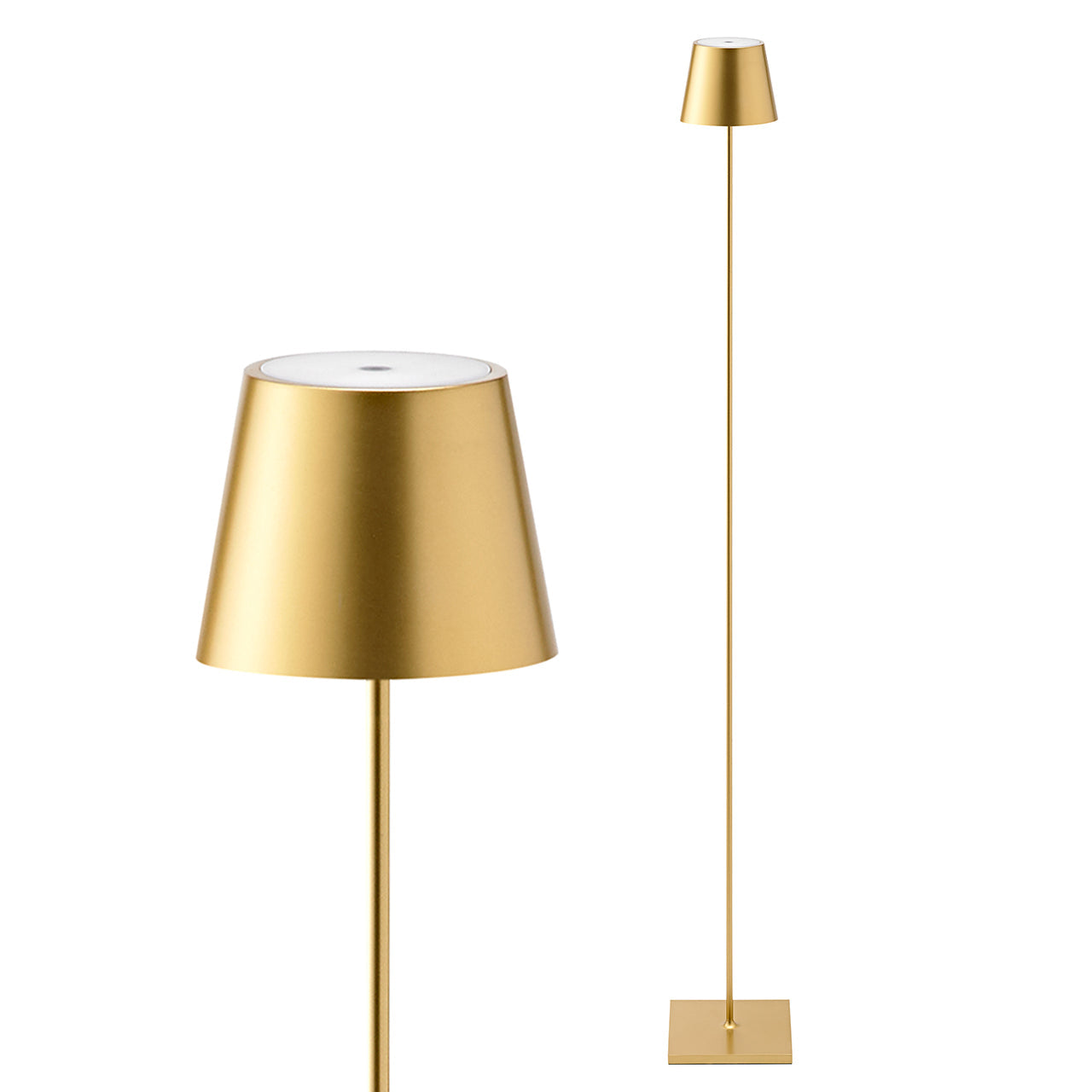 Akku-Stehleuchte Nuindie 1200mm goldfarben rund