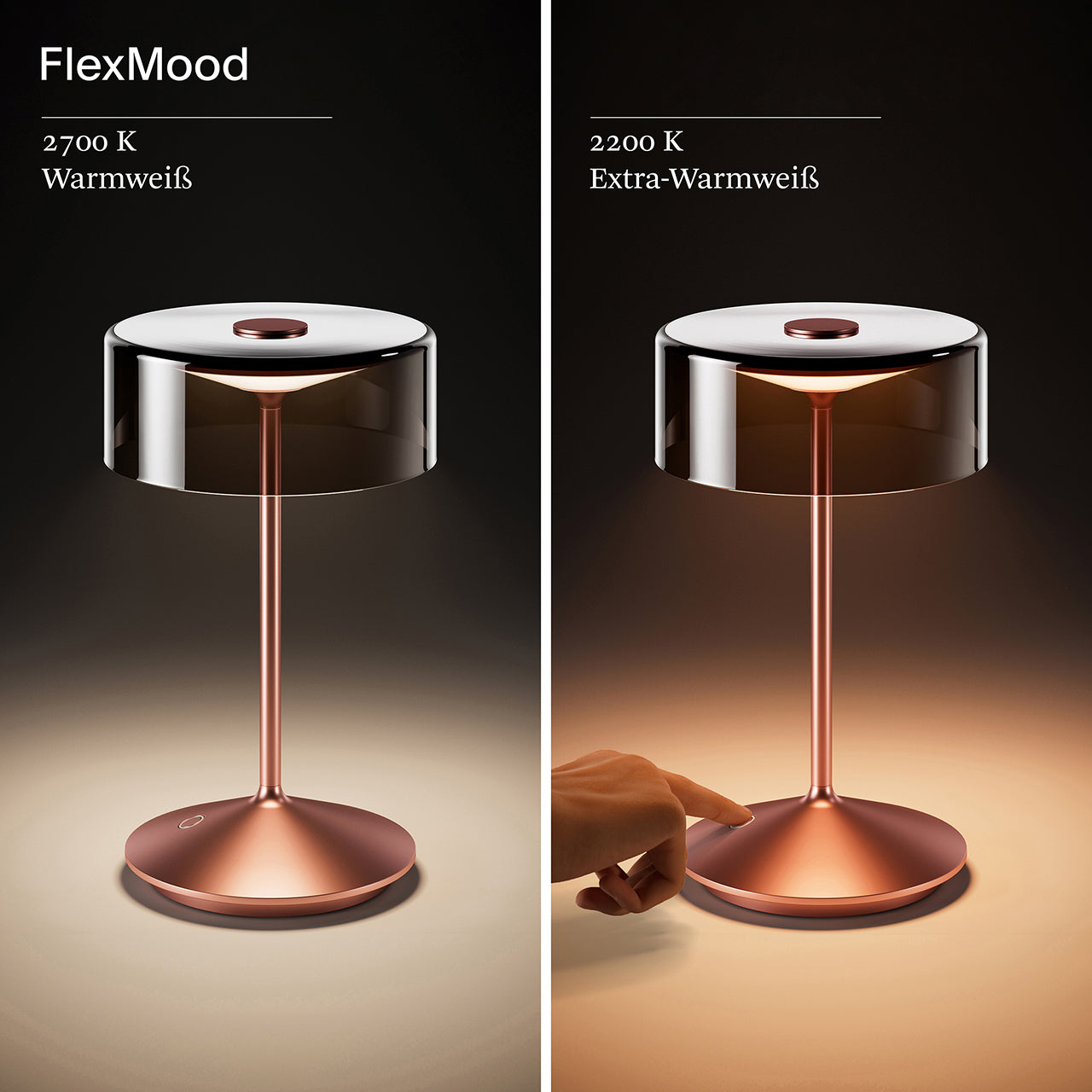 Akku-Glasleuchte Numotion 265mm rosegold