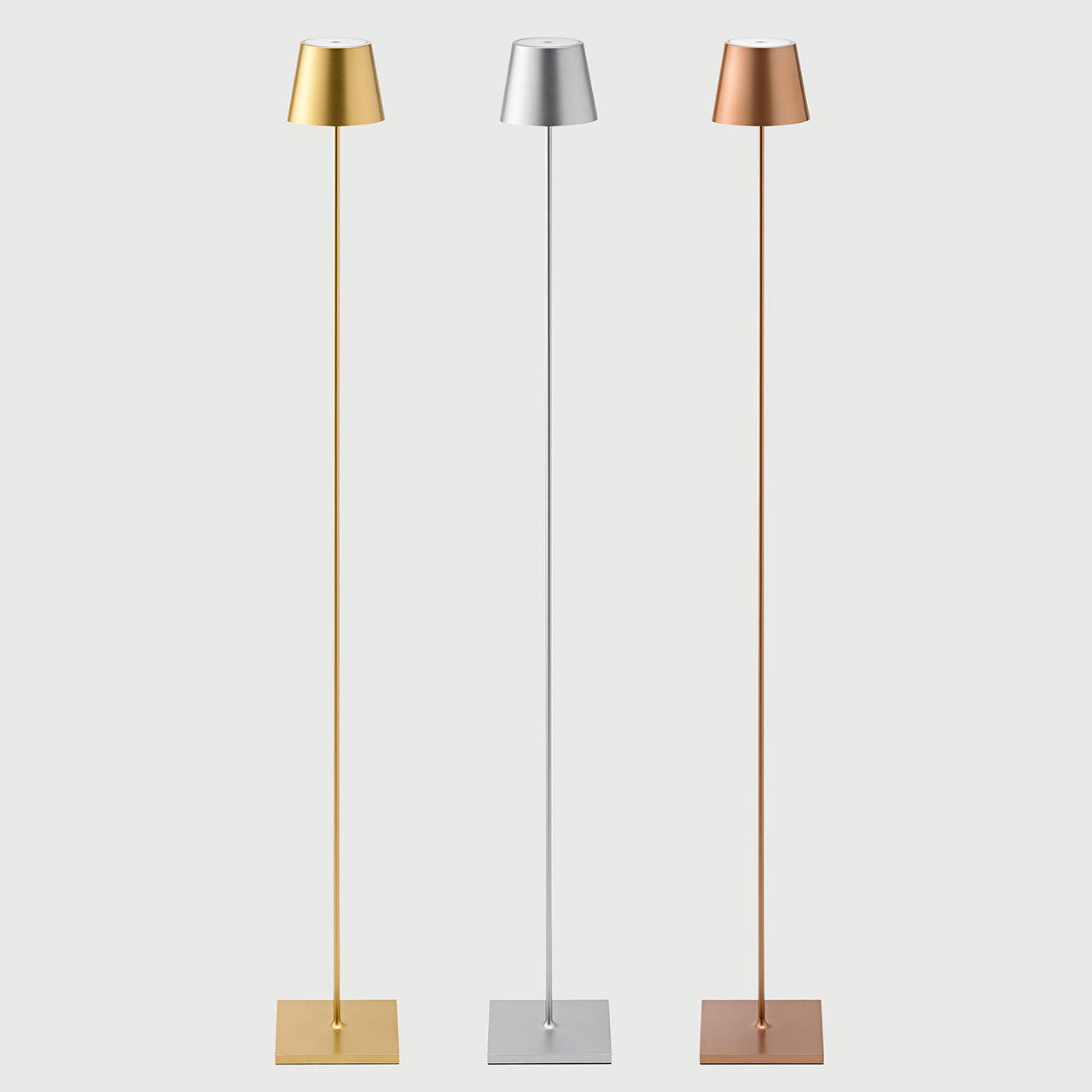 Akku-Stehleuchte Nuindie 1200mm goldfarben rund