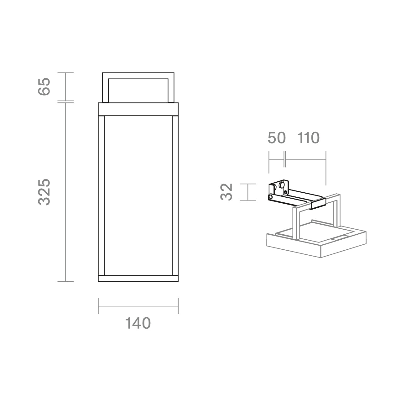 Akku-Solarleuchte Numove 325mm graphitgrau