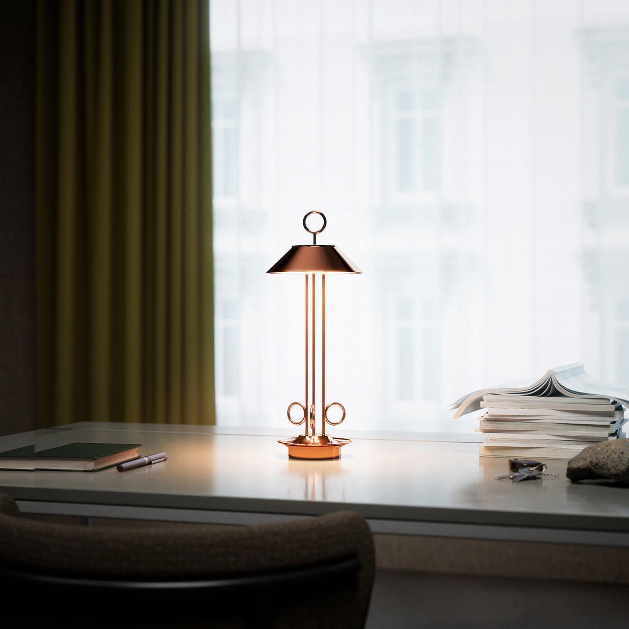 Akku-Tischleuchte Nudiderot 425mm kupferfarben