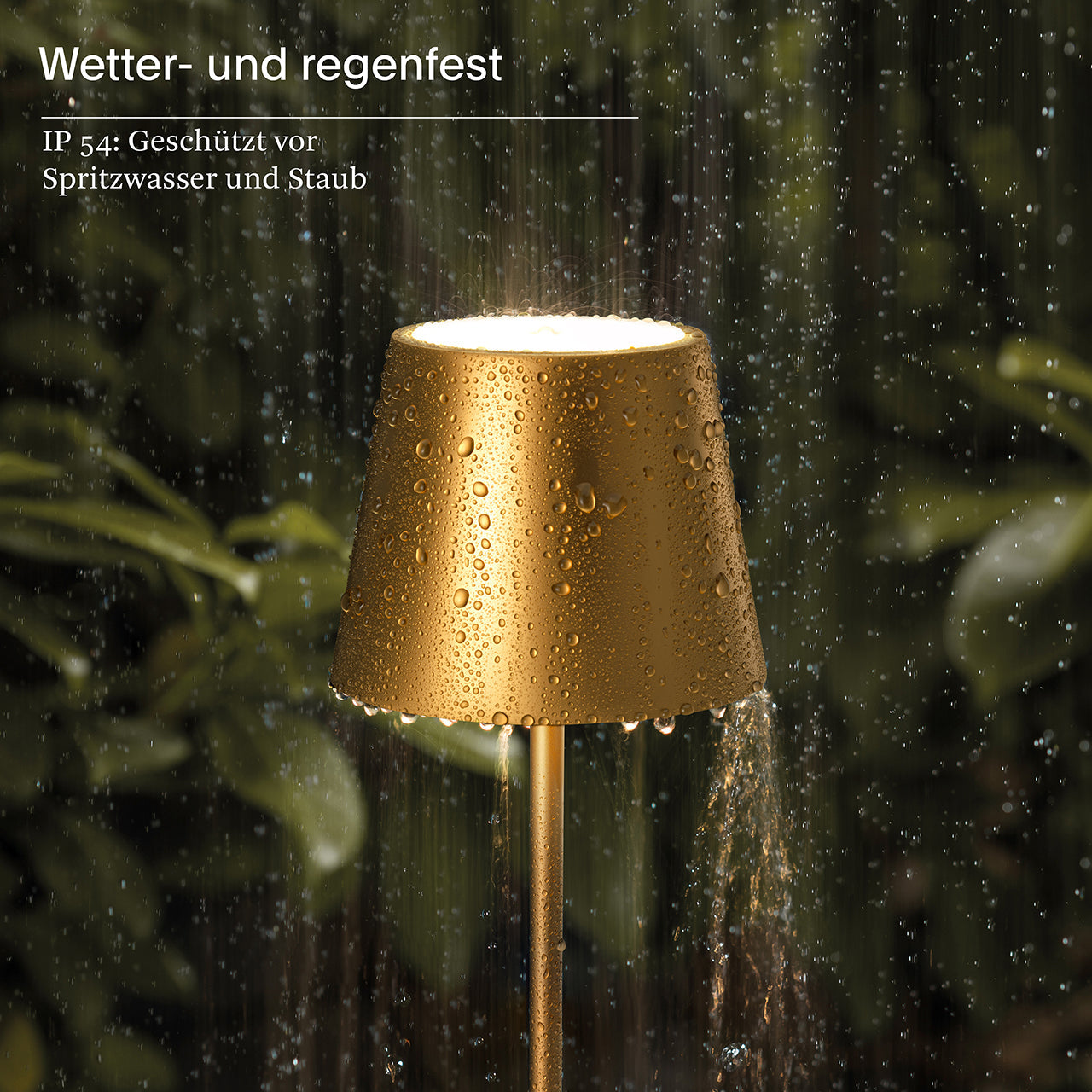 Akku-Stehleuchte Nuindie 1200mm goldfarben rund