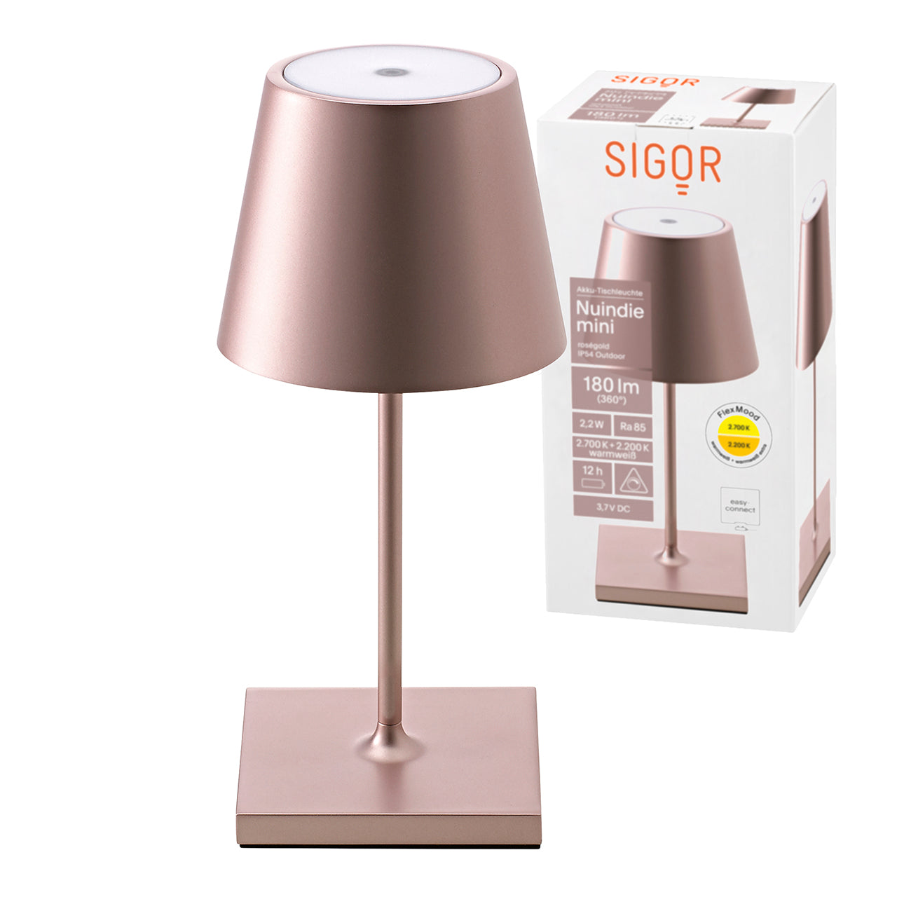 Akku-Tischleuchte Nuindie mini 250mm rosegold