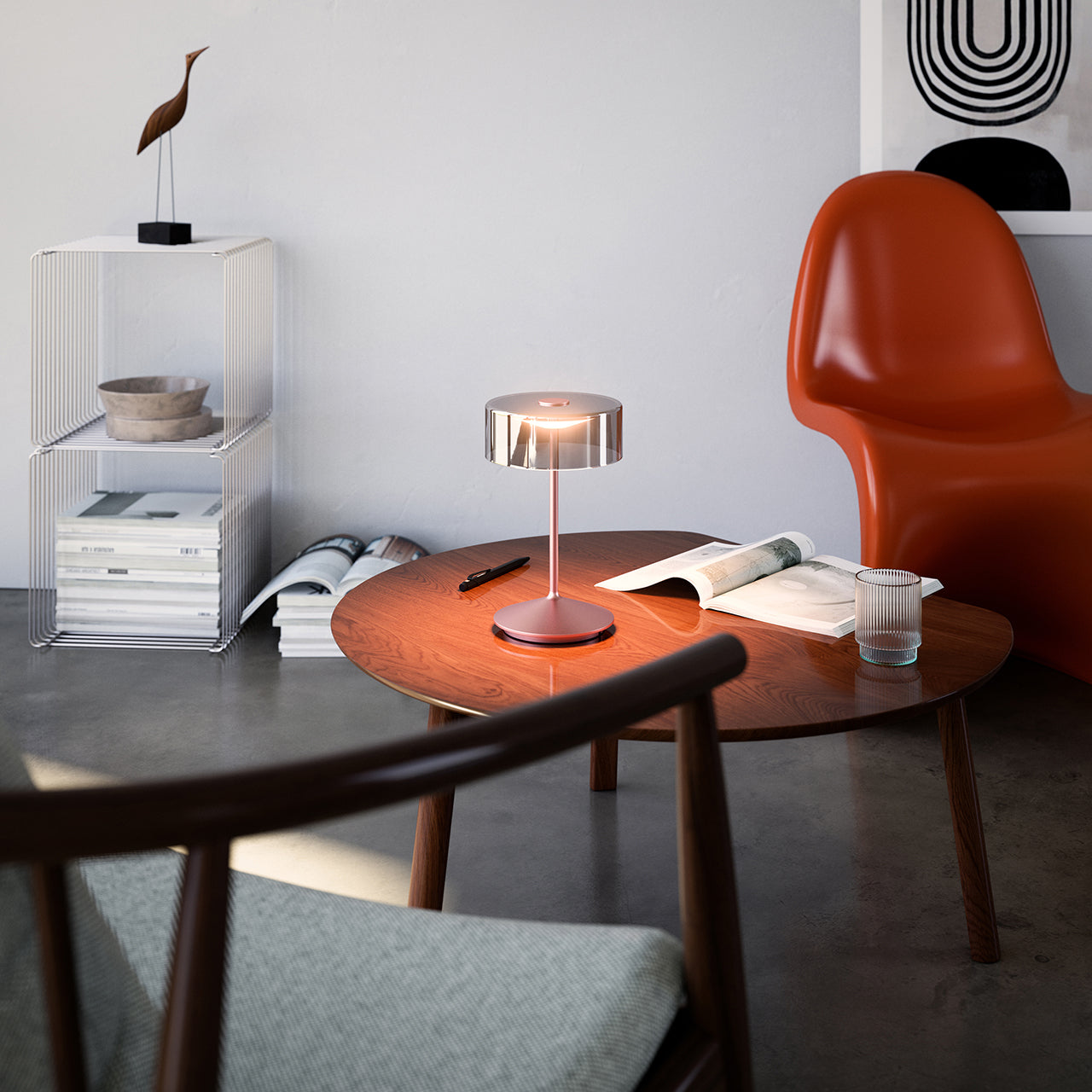 Akku-Glasleuchte Numotion 265mm rosegold
