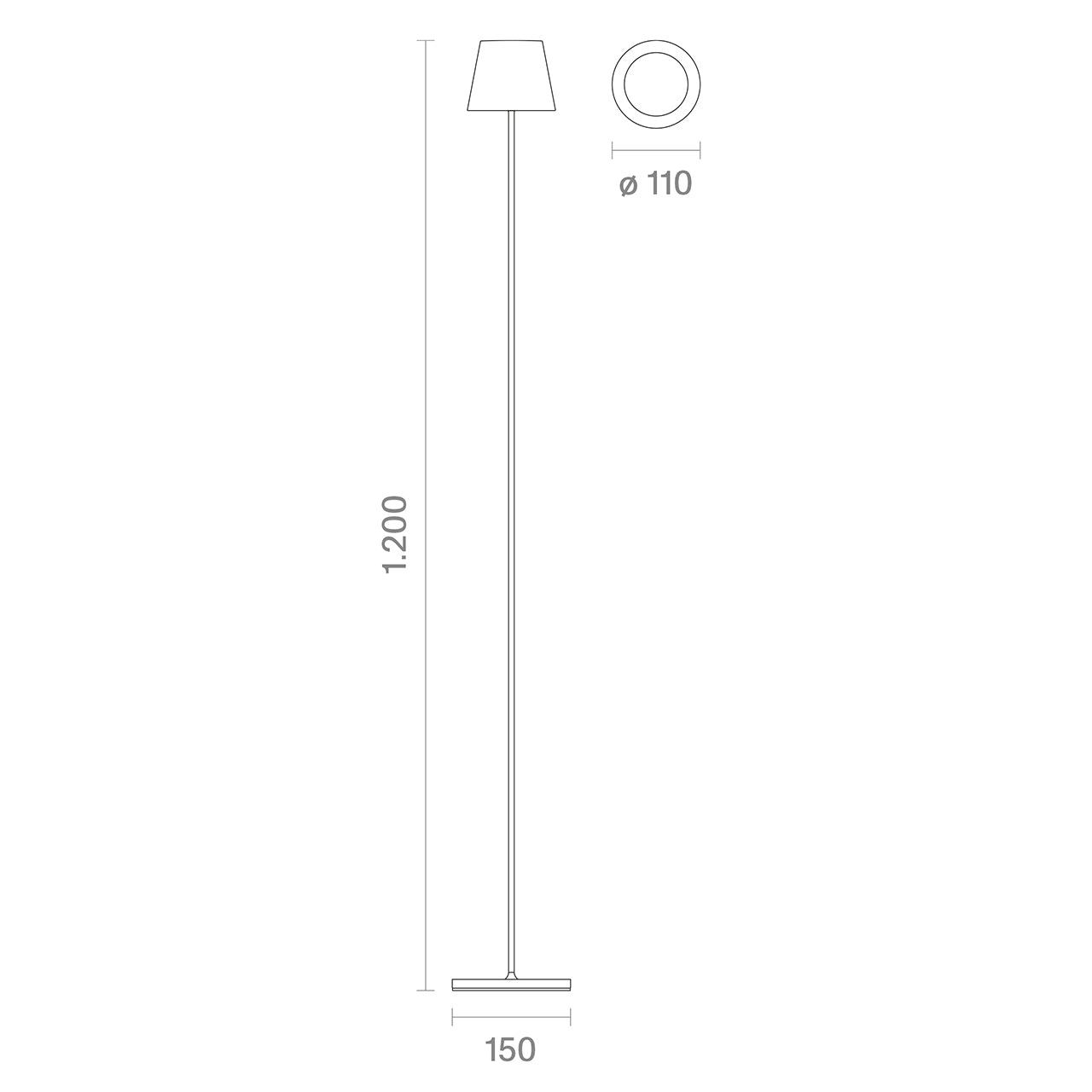 Akku-Stehleuchte Nuindie USB-C